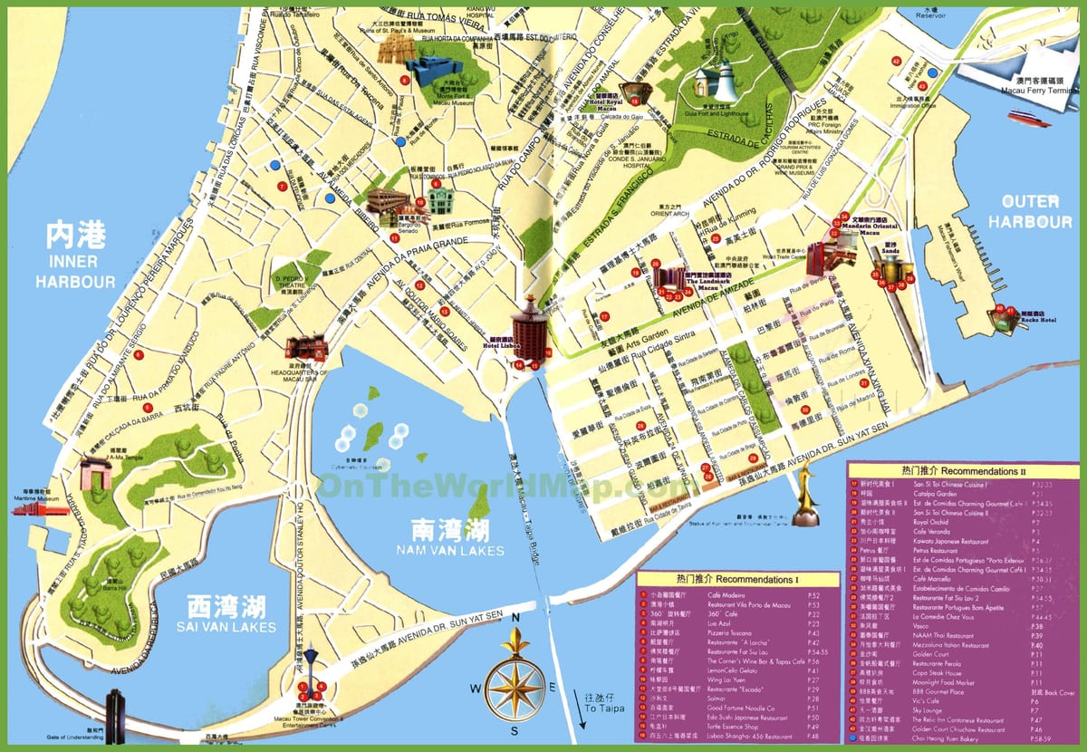 mga tourist spot sa Macau mapa